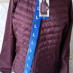 New Womens Light jacket mixed media size L large burgundy maroon